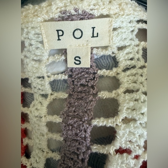 POL Open Crochet Multicolor Cardigan Sweater Fringe Boho Hippie SZ S - Picture 5 of 5